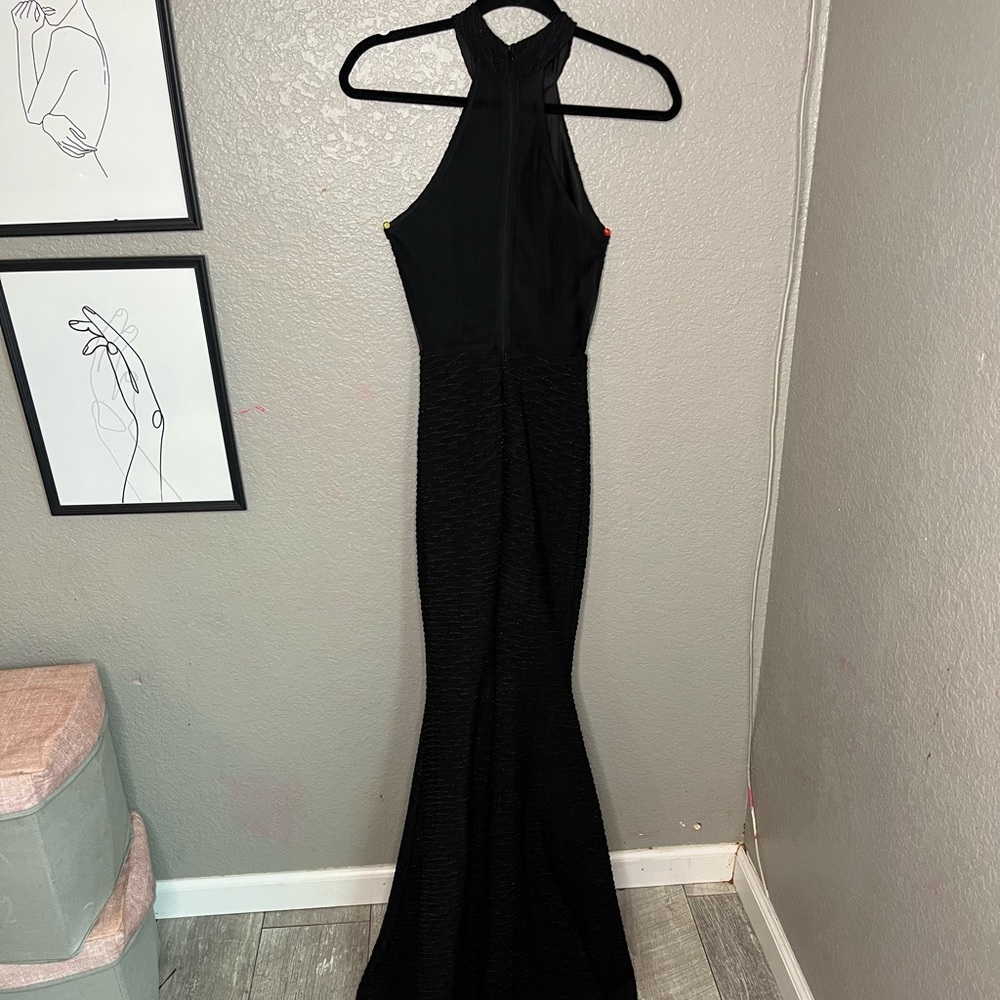 halter neck black maxi gown